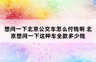 想问一下北京公交车怎么付钱啊 北京想问一下这种车全款多少钱